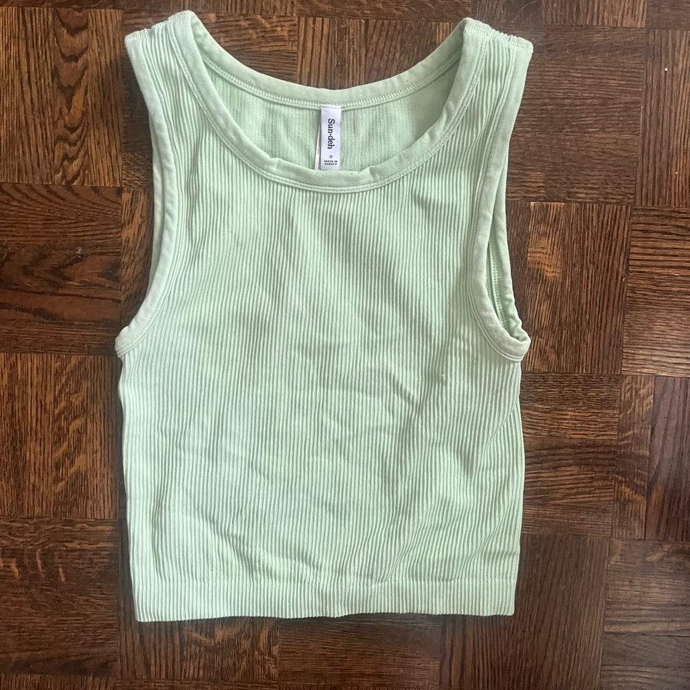 Aritzia Sunday Best Mint Green Ribbed Tank Top - Size S